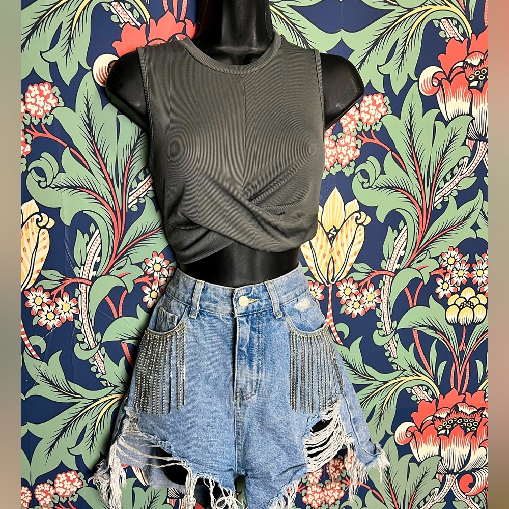 Distressed Denim Shorts